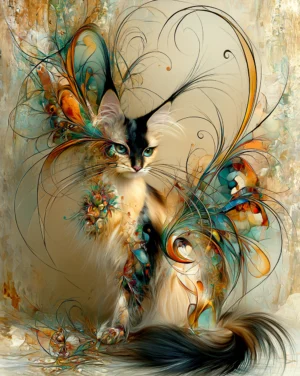 sunburst ear siamese cat art