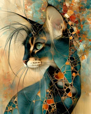 mosaic profile lynx cat art