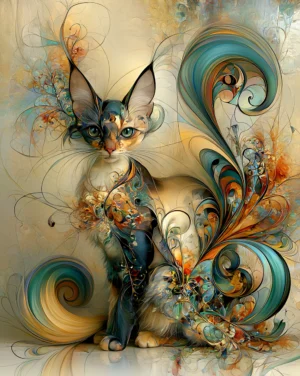 slim tuft garden cat portrait art