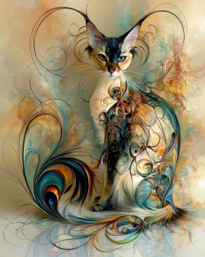 curl ear calico cat art