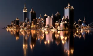citadel across the copper bay landscape art
