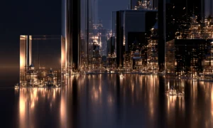 clear block skyline landscape art