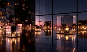 glass cube terrace landscape art