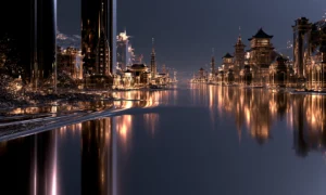 dusk towers and temple cove landscape art