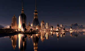 onion dome spire skyline landscape art