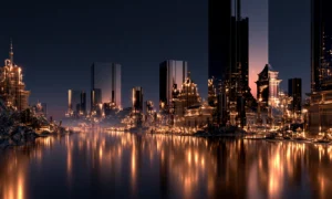 glass block citadel landscape art