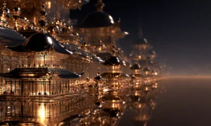 golden roof foreground landscape art