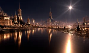 starburst over the spires landscape art