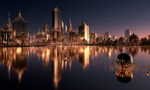 skyline with the orb landscape art
