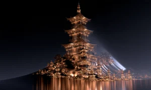 lone pagoda peak landscape art
