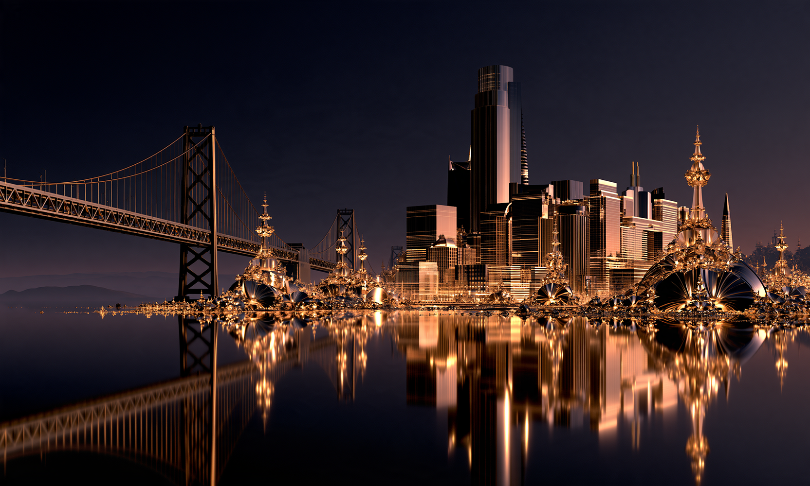 bridge and the spire isle landscape art