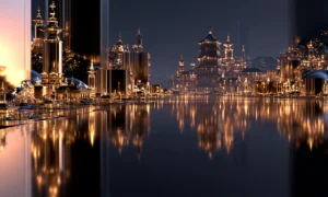 spire gold bay landscape art