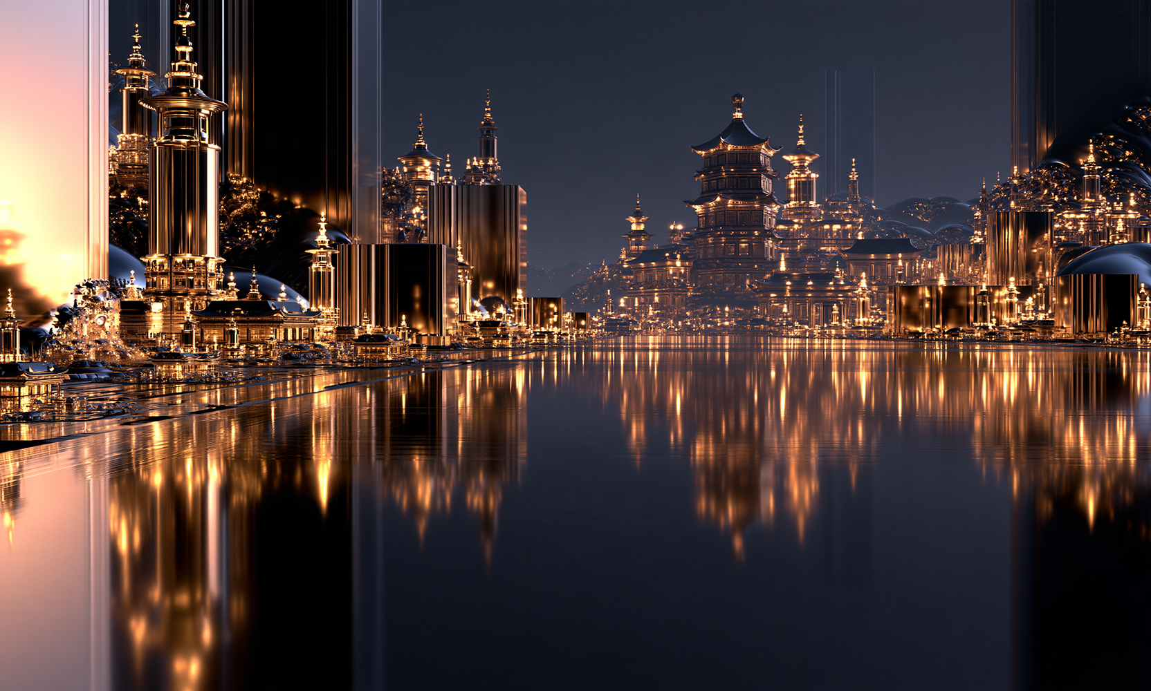 spire gold bay landscape art