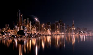 sphere tower cove landscape art