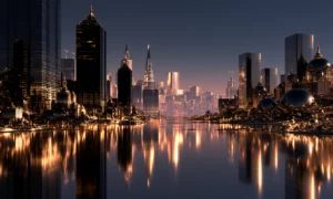 dark tower harbor landscape art