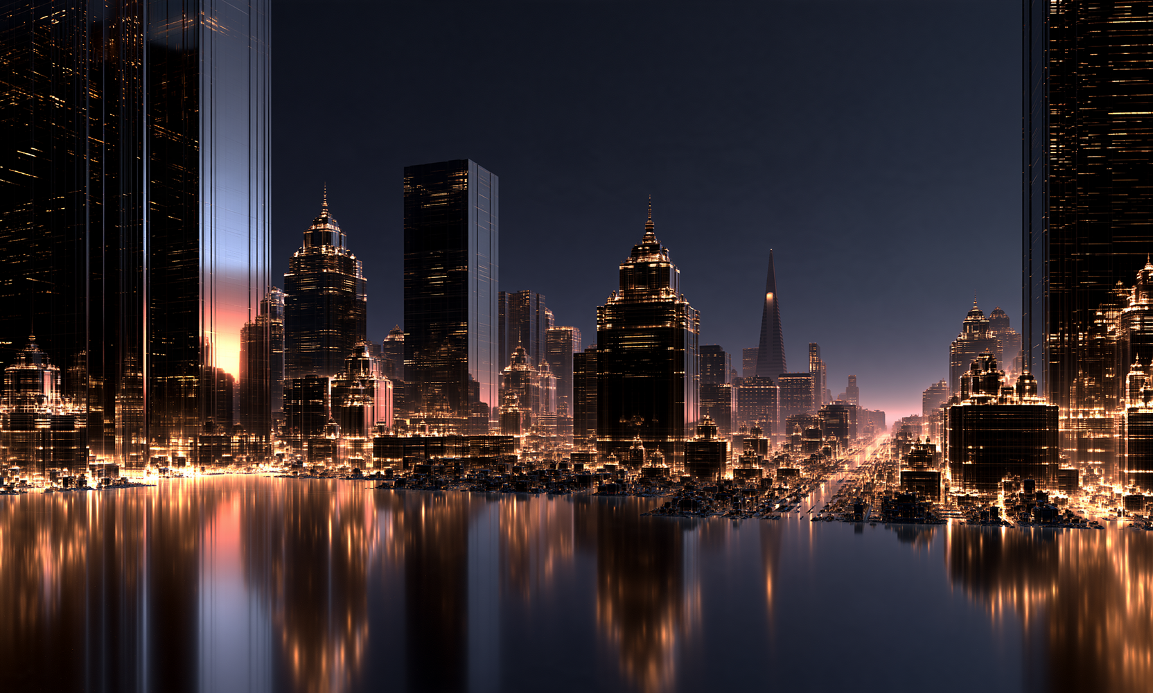 obelisk dusk skyline landscape art