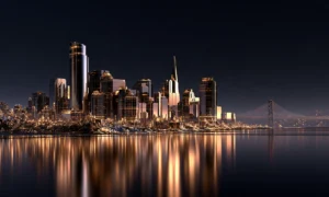 skyline with the far bridge landscape art