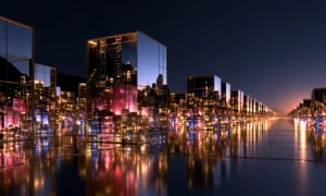 neon reflection street landscape art