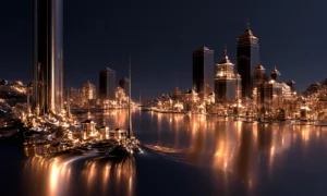 ribbon waves waterfront landscape art