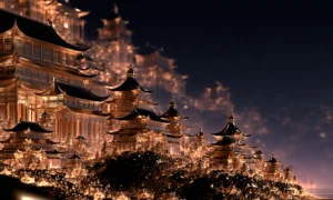 golden temple slope landscape art