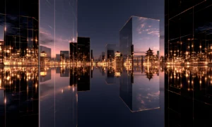 glass prisms at sunset landscape art