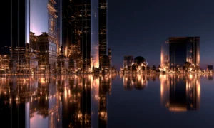 pillar cluster at dusk landscape art
