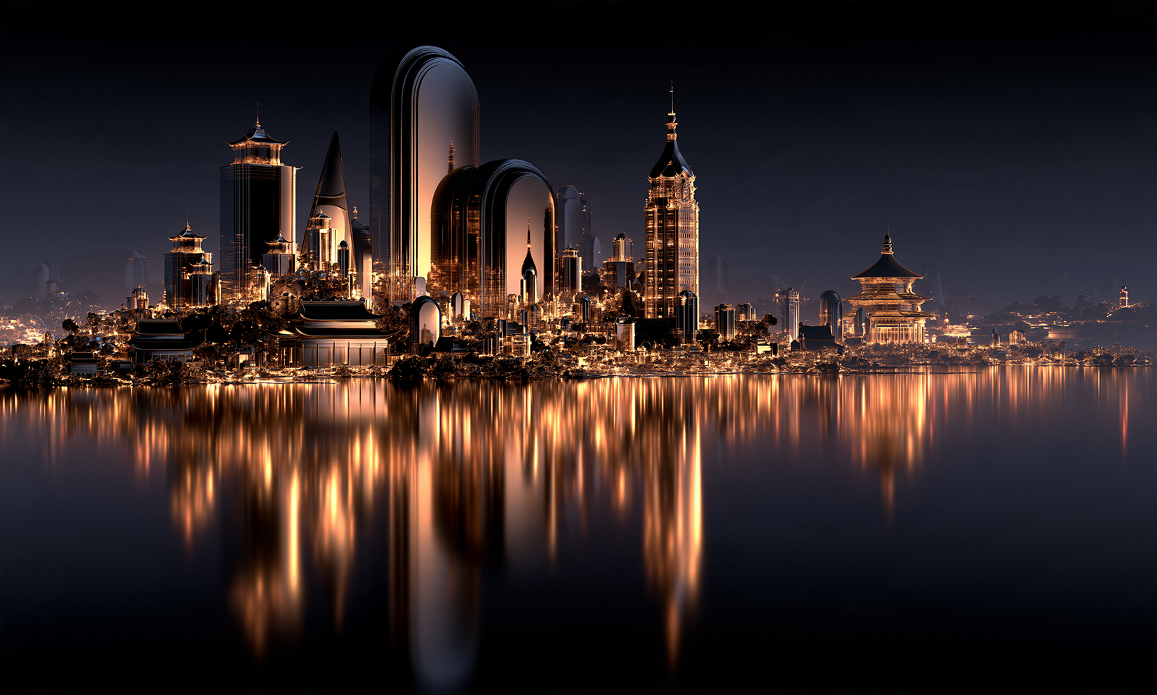 capsule dome skyline landscape art