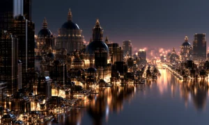 dome quarter at dusk landscape art
