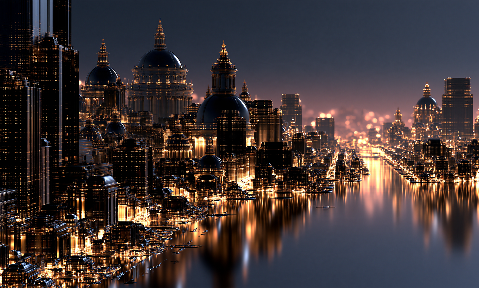 dome quarter at dusk landscape art
