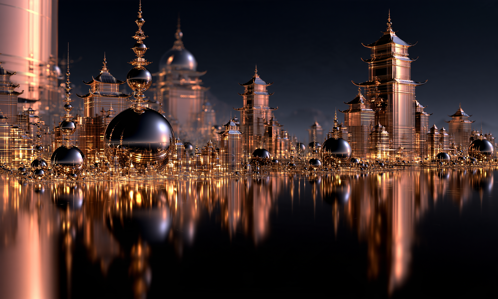 sphere spire pagoda quarter landscape art