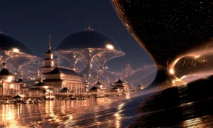 mushroom dome pagoda hall landscape art