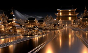 gate road to the palace landscape art