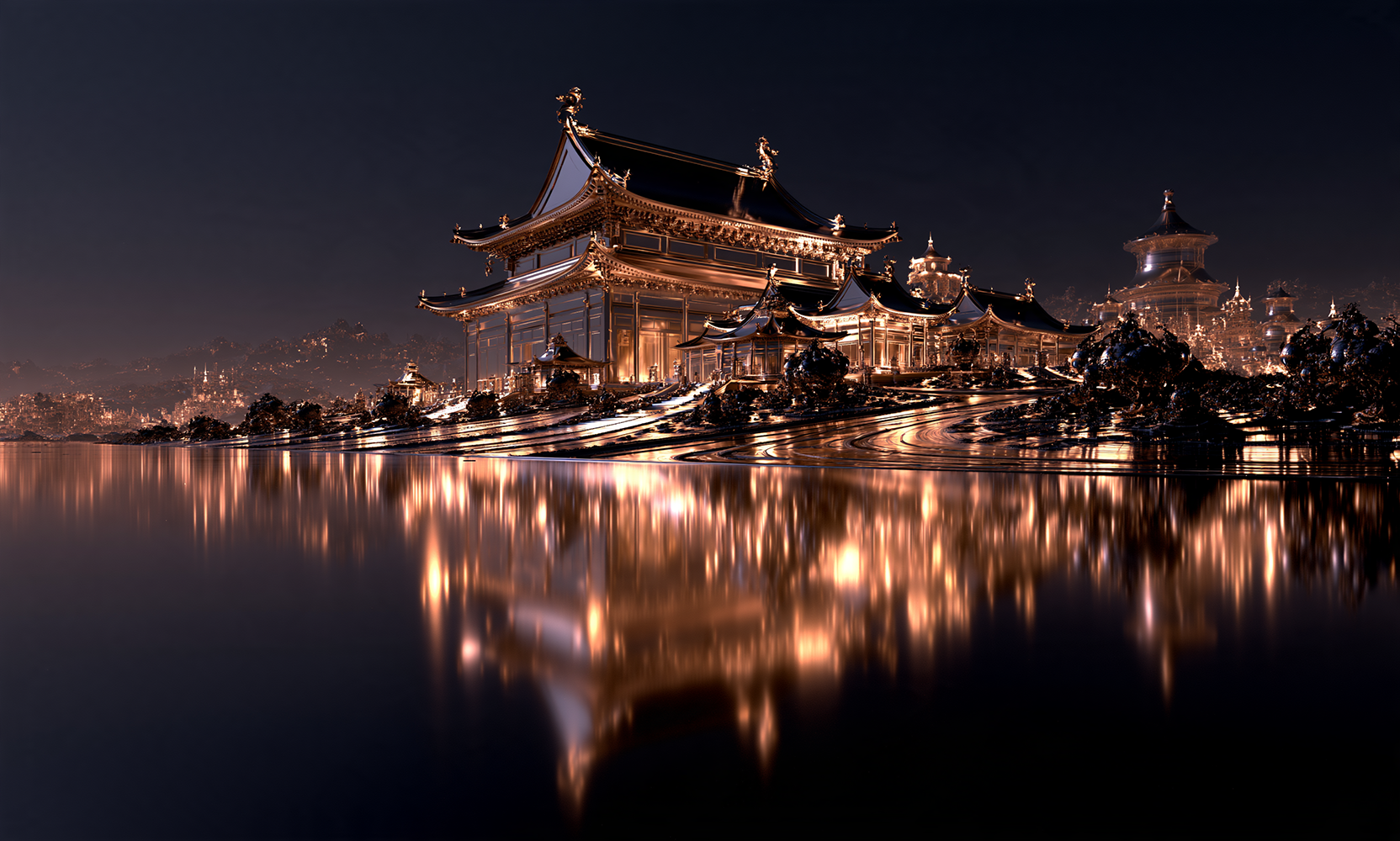 temple on the hill island landscape art