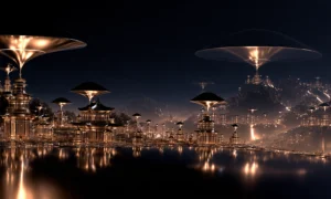 disc canopy hills landscape art
