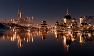 shining bay of domes landscape art