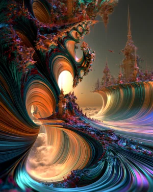 keyhole glow staircase portrait art
