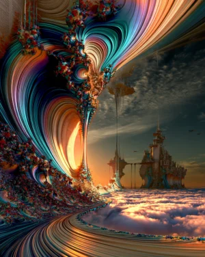 castle behind the curtain portrait art