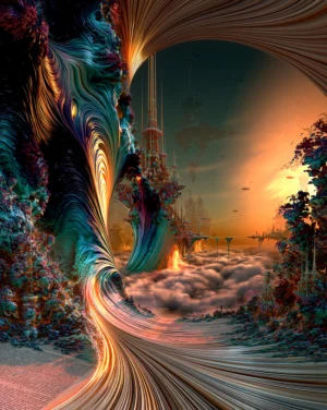 arch of glowing embers portrait art