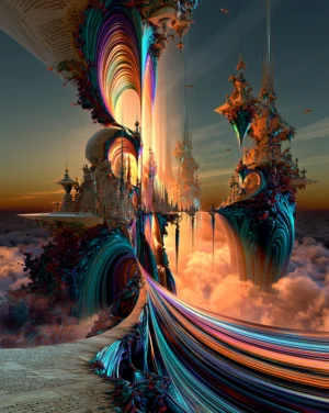 split light pillars portrait art