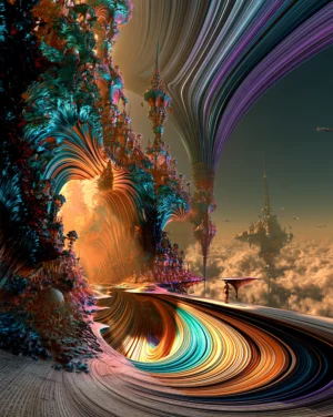 fan veil over the valley portrait art