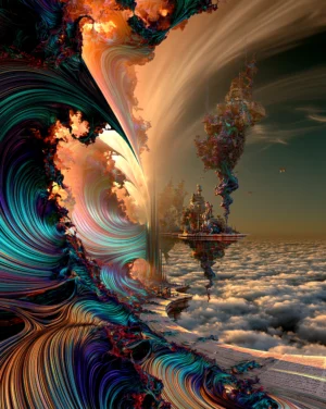 whirlwind cream sky portrait art