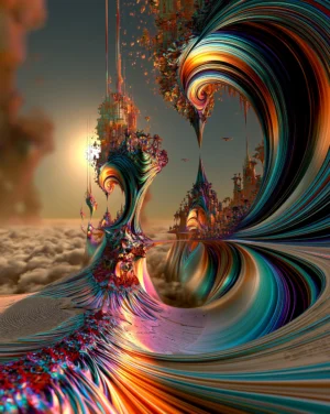 double curl sunburst portrait art