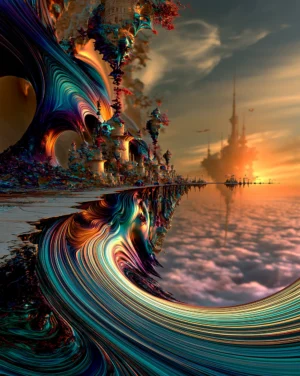 reflected plank horizon portrait art