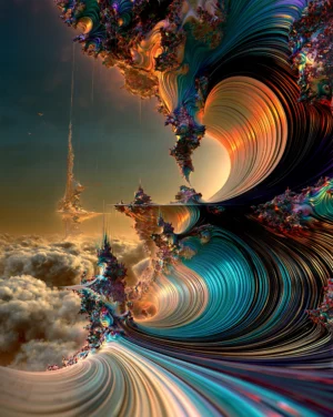 copper curl wave portrait art