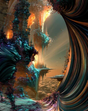 round window tower portrait art