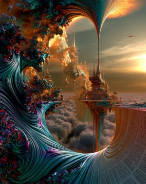 teardrop fall castle portrait art