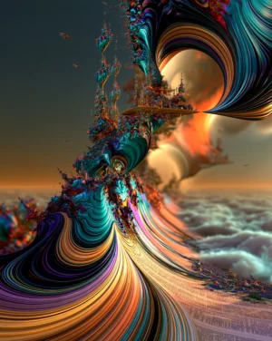 whorl in the sunrise fog portrait art