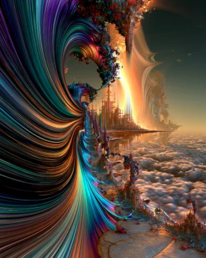 curtain of spun light portrait art