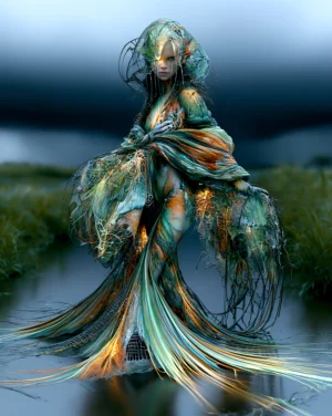 wet lawn scarf dance portrait art