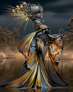 autumn sprig gown portrait art